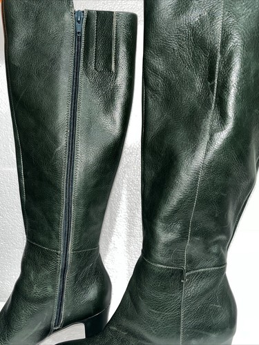 NINE WEST Padillao Dark Green Leather Tall Boots 6.5 Med Boho As Is - Picture 5 of 16