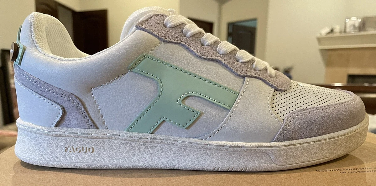 New Faguo Hazel Leather Suede Sneakers 7.5 NIB White Mint Green