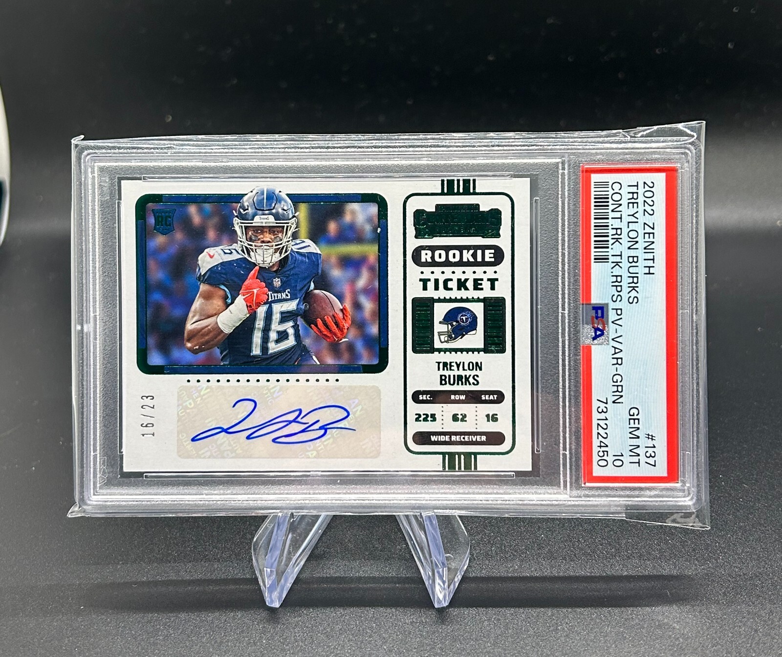 Treylon Burks Panini Zenith Contenders Rookie Ticket Rps Preview Autograph #137 Variation-Green