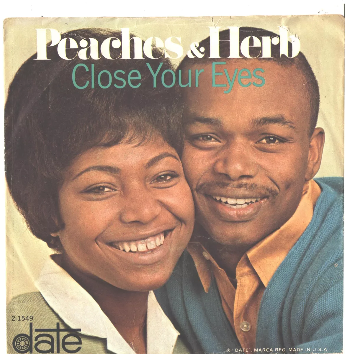 PEACHES & HERB--PICTURE SLEEVE + 45---(CLOSE YOUR EYES)---PS--PIC---SLV