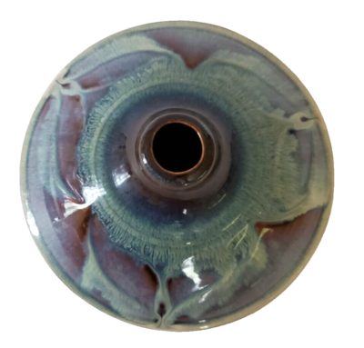 #ad Bill Campbell Pottery Signed Oil Lamp Base Low Vase 10.5quot; Diameter x 3.5quot; Tall $189.95