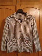 Trenchcoat in M (Regenmantel / Jacke) von Lindex, weiss-schwarz kariert, Kapuze