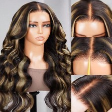 7x5 Glueless Wigs Human Hair Pre Plucked Pre Cut 1B/27 Highlight Lace Front Wig