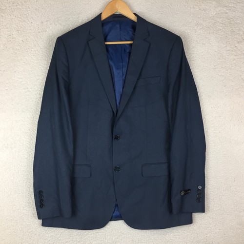 River Island Luxury Blue Polyest Blend Regular Blazer Jacket Men Size UK 42R NEW