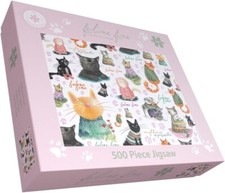 Feline Fine 500 Piece Jigsaw Puzzle Quirky Cats in Charming Jumpers for Cat