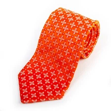 Holt Renfrew Rust Orange Floral Silk Tie Made in Italy 13519