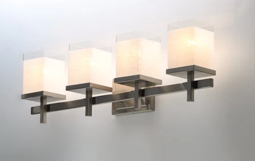 4-Light Maxim Lighting Tetra Modern Bathroom Vanity Lights Satin Nickel Fixtures - Picture 1 of 7