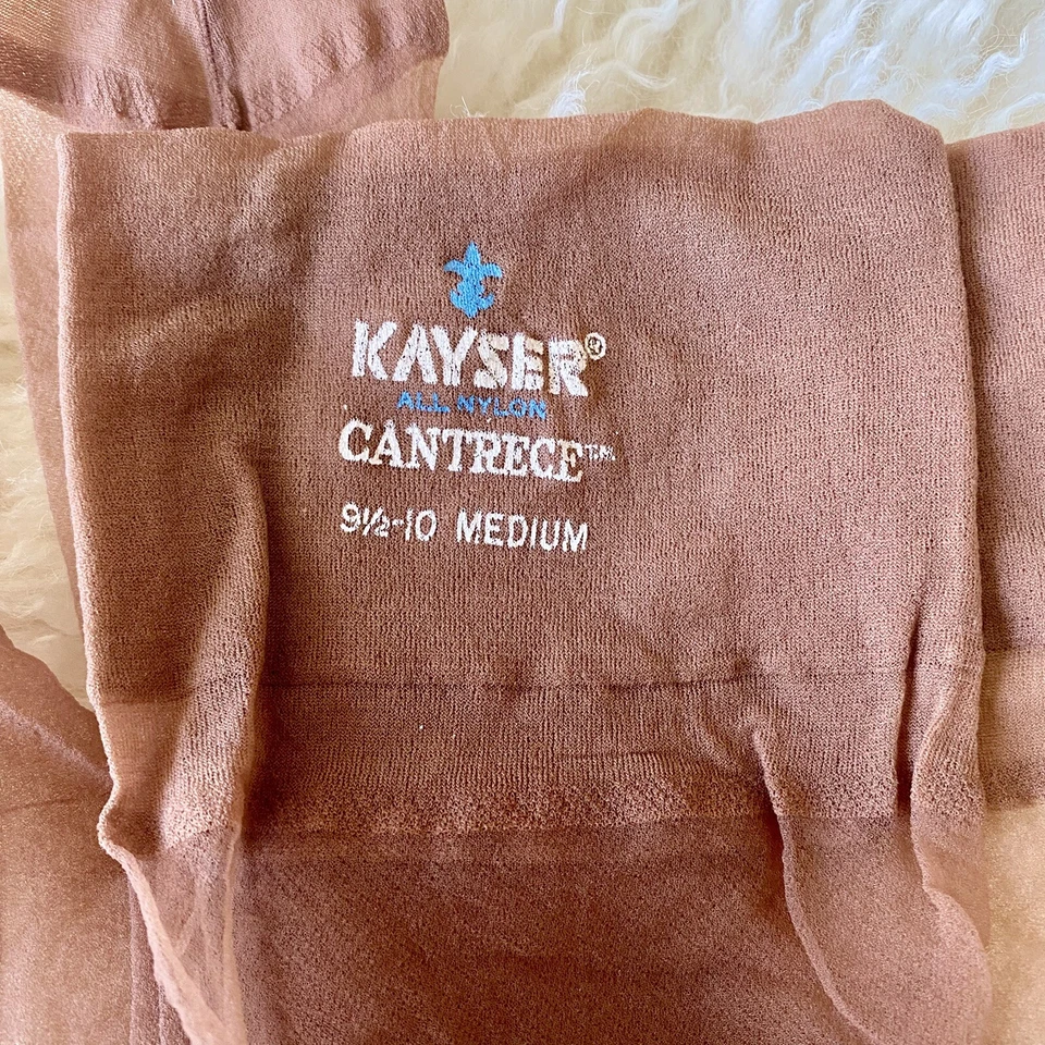 Medias de liga Kayser vintage de los años 50 + caja tejida sin costuras 9,5-10 medianas Foto 3 de 4