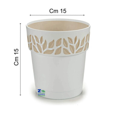 Stefanplas Vaso Opera Cloe Bianco Travertino 15x15 Cm - Resina Certificata Per Piante E Fiori