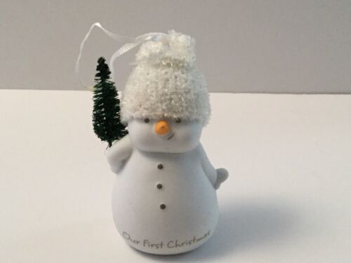 Dept 56 Enesco Our 1st Christmas Snowman Ornament Porcelain w/ Tree Hat UNDATED - Picture 1 of 5