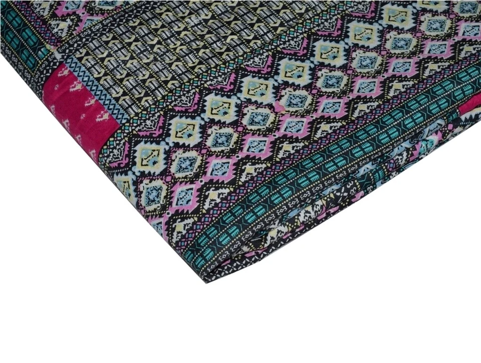 Indian Cotton Fabric 5 Yard Block Patchwork Print Loose Multi Running Craft - Image 2 of 4