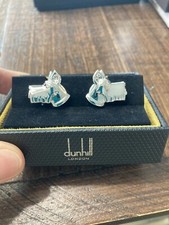 Dunhill Sterling Silver 925 Scottish Terrier Cufflinks In Original Box