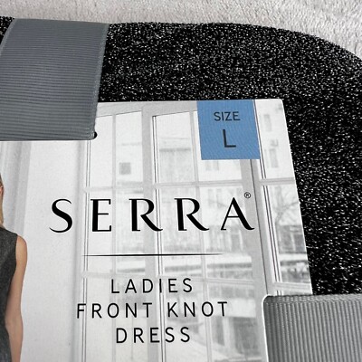 Serra Front Knot Dress Wrap Black Glitter size L Women Sleeveless NWT | eBay