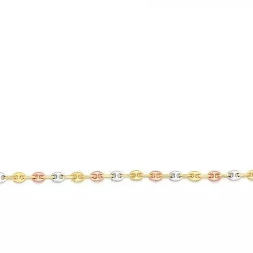 Collar de cadena 14k Tri Color Oro Ancla Mariner 16" 4,9 mm 10,5 gramos Foto 4 de 4