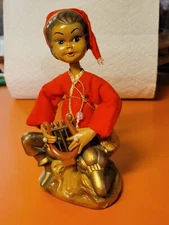Pixie Troubadour Elf Figurine Doll Musical Fantasy  Playing Mandolin Vintage