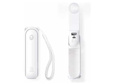Multi function Mini Personal Portable White Fan + Flashlight + backup power bank