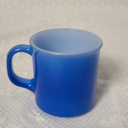 Vintage ANCHOR HOCKING Solid Cobalt Blue Milk Glass Coffee Tea Mug Made in USA