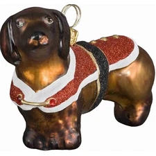 Dachshund Santa Paws Dog Polish Glass Christmas Tree Ornament Decoration New