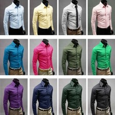 Solid Men's Color Regular Fit Button Up Premium Full Sleeve Dress Shirt