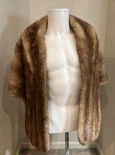 Vintage Caramel Mink Cape Jacket Stole Shrug Luxurious Pelts, Pockets, Wedding