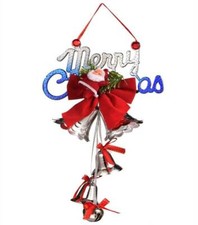 Silver Bells with Santa Ribbon Christmas Tree Hanging Ornament Xmas Decoration