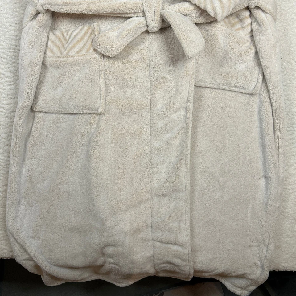 Maxi cinturón de lujo marfil con bolsillos bata de felpa real talla L Soft Surroundings para mujer Foto 3 de 4