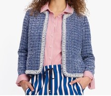 Kate Spade Gabrielle Blue Pearl Tweed Blazer Jacket Size Uk 14 Us 10rrp £525 New