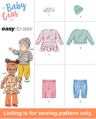 SEWING PATTERN Baby Todder Clothing Boy Girl Shirt Dress Pants Hat Headband 9720