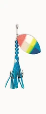 Salmon Spinner McOmie's #7 Mag Willow UV "Blue Tip Rainbow" w/Hoochie 