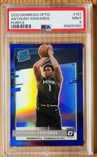 2020-21 Panini Donruss Optic Anthony Edwards Purple Prizm Rated Rookie PSA 9