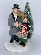 Tiny Treasures Christmas Village Violin Player Bristle Brush Tree Figurine 4”
