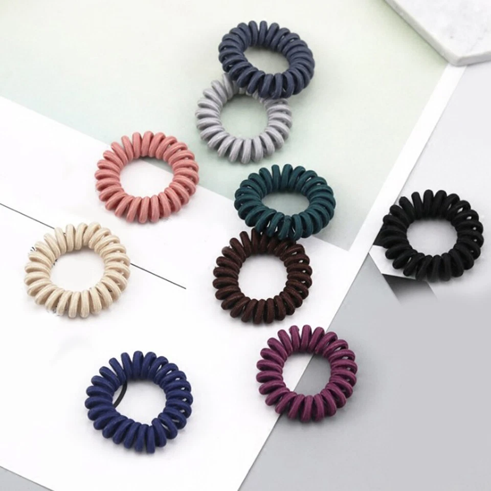 Bobina espiral sin enredos cable telefónico cable plástico elástico cola de caballo corbata 🎀 Foto 3 de 4