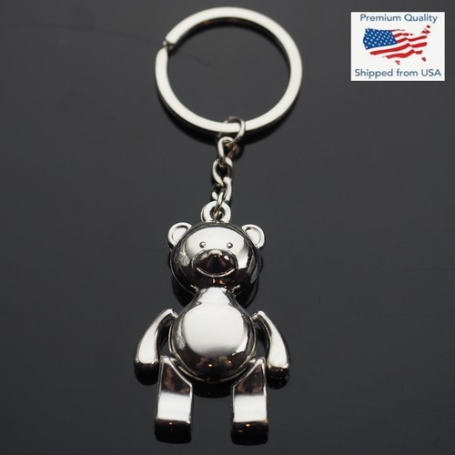 Teddy Bear Chrome Keychain Flexible Jointed Arms Legs Valentines Day Couple Gift - Picture 7 of 9