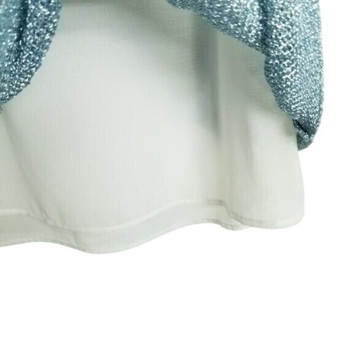 Chico's Metallic Knit Top Sleeveless Blouse Sparkle Lined Blue Crossover Back 1 - Picture 3 of 12