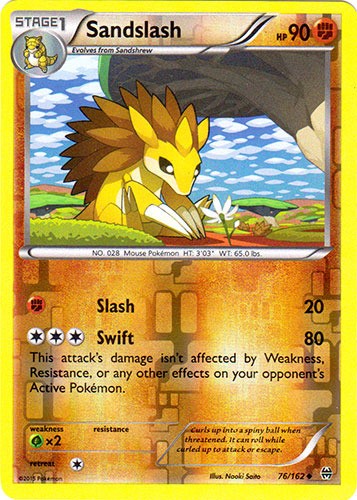 Sandslash - 76/162 - Uncommon - Reverse Holo (Lp) BREAKThrough - Fighting Pokémo