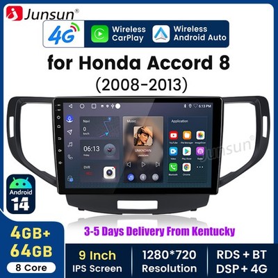 For Honda Accord 8 Spirior 4+64G Android15 Carplay Car Stereo Radio GPS Navi RDS