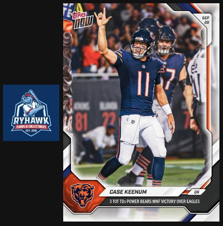 2026 Topps Now NFL #37 Case Keenum Chicago Bears MNF Victory Week 3 Presale