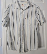 Levi  s Mens Shirt Sleeve Shirt Size XL Striped Shirt White, Blue.