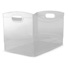 Mainstays Clear Utility Storage Organizer Bin Built Handles, 15.3" x 10.4" x 9.8