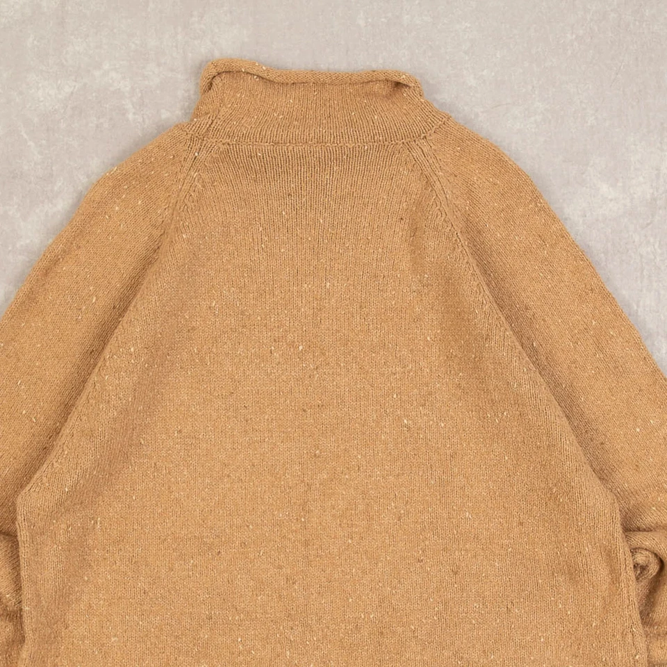 Eddie Bauer Vintage Roll Neck Knitted Jumper L Cotton Women's Light Brown Plain - Image 4 of 4
