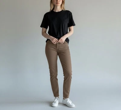 Pantalon ARMANI JEANS V5J40 Femme US 26 Slim Avec Zip Marron - Photo 1/4