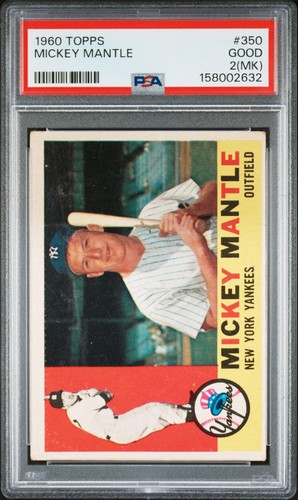 1960 TOPPS #350 MICKEY MANTLE PSA 2 MK