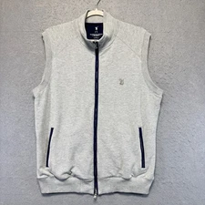 Fairway Greene Mens Vest Light Gray Full Zip Mock Neck Golf Casual Size L
