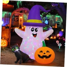 5 FT Halloween Inflatables Ghost Outdoor Decorations Blow Up Yard Cute Wizard