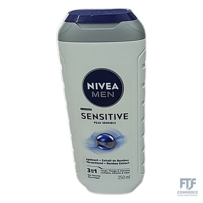 NIVEA MEN Sensitive 3-in-1 Duschgel (1 x 250 ml), Herren Duschgel für empfindlic