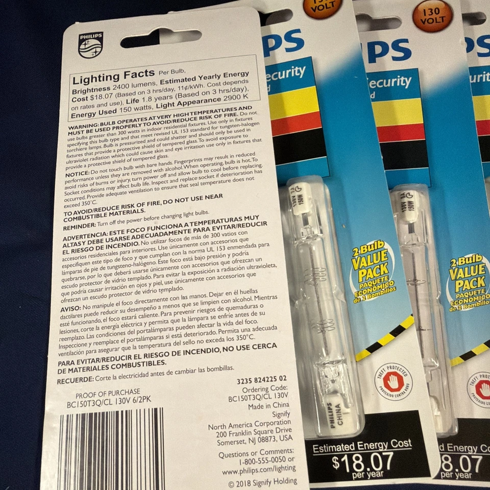 6 pack lot Philips 150-Watt T3 RSC Base Work Light & Security Light Bulb - Image 2 of 3