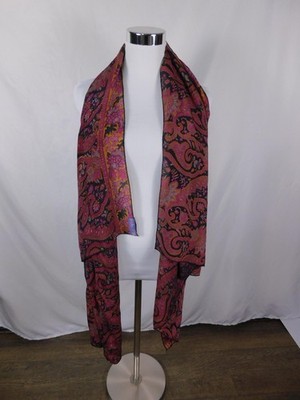 Indie Ella Pink Black Paisley Boho Shawl Wrap OS
