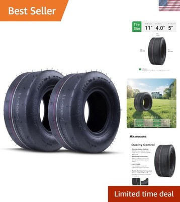 2 Pack 11x4.00-5 Lawn Mower Tires Tubeless, Zero Turn Mower Tires, Riding Law...