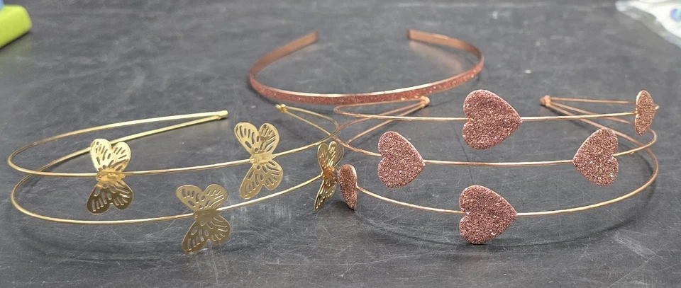 Lot 3 Hair Headband Rose Gold Heart Butterfly - Image 3 of 4