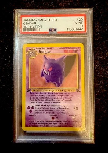 1999 Pokemon Fossil 1st Edition Gengar #20 PSA 9